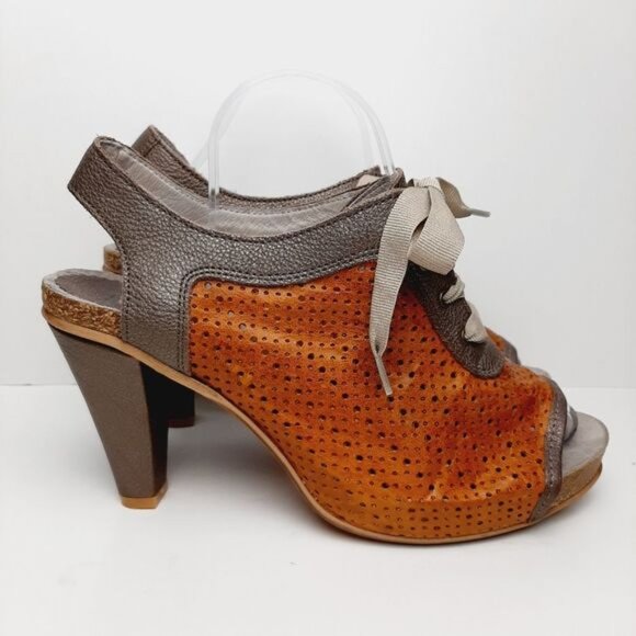 DKODE Peep-Toe Lace-up Perforated Leather High Heels Sz 10 | Eur 41 - Picture 3 of 14